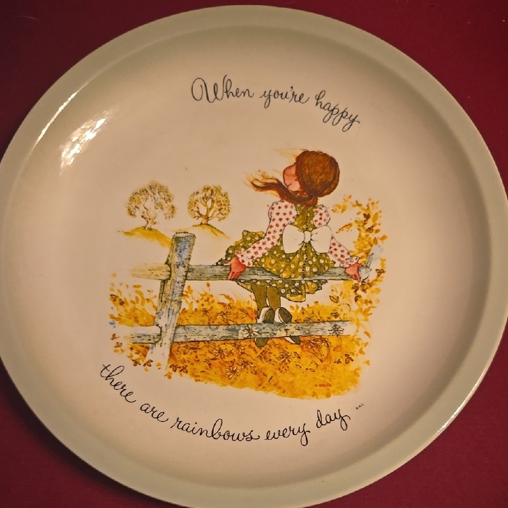 Decorative Plate with Girl and Rainbow Quote